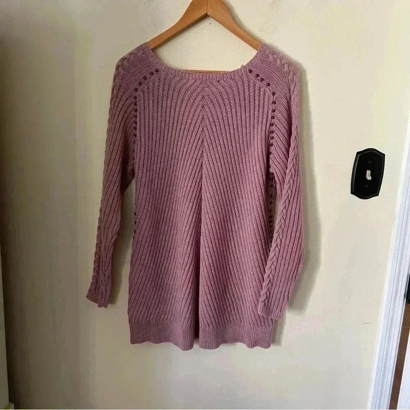 Philosophy Studded Cable Knit Tunic Sweater Pink Size XL NWT - Picture 2 of 7